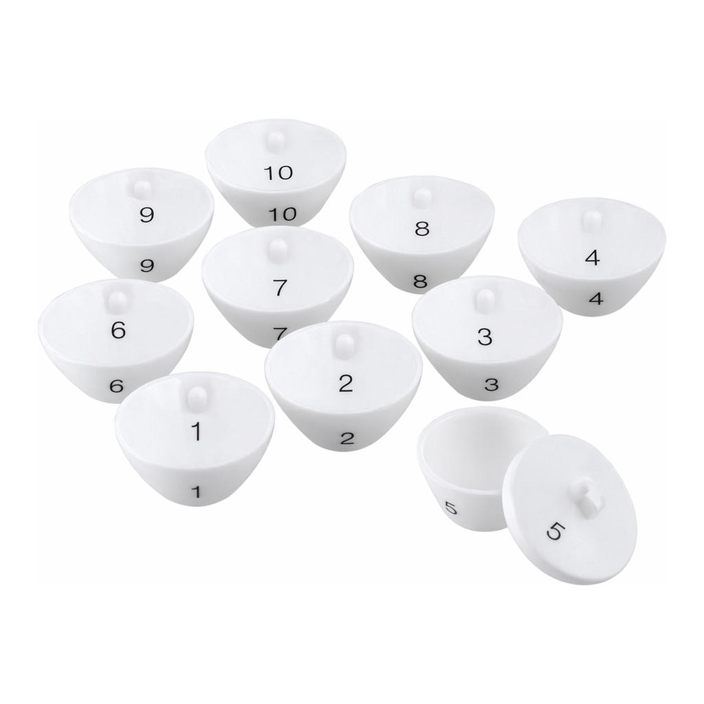 AS ONE Numbered Porceline Crucible(10pieces  Set with CoverS), 번호부 자기 도가니(10개 세트 뚜껑부속)