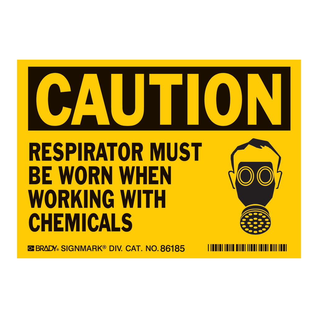 Brady DANGER Respirator Must Be Worn When Working With Chemicals Labels