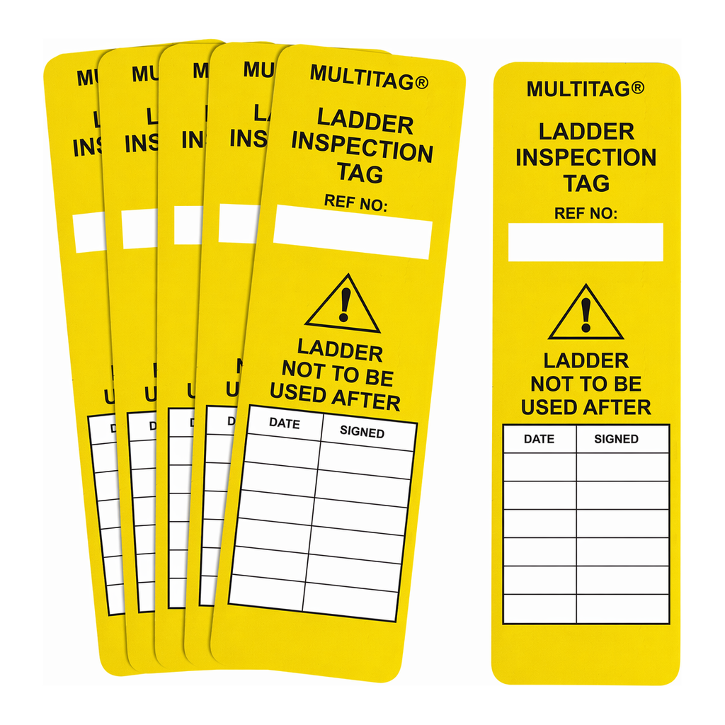 Brady LadderTag Inserts: MULTITAG: LADDER INSPECTION TAG REF NO: LADDER NOT TO BE USED AFTER DATE: SIGNE…