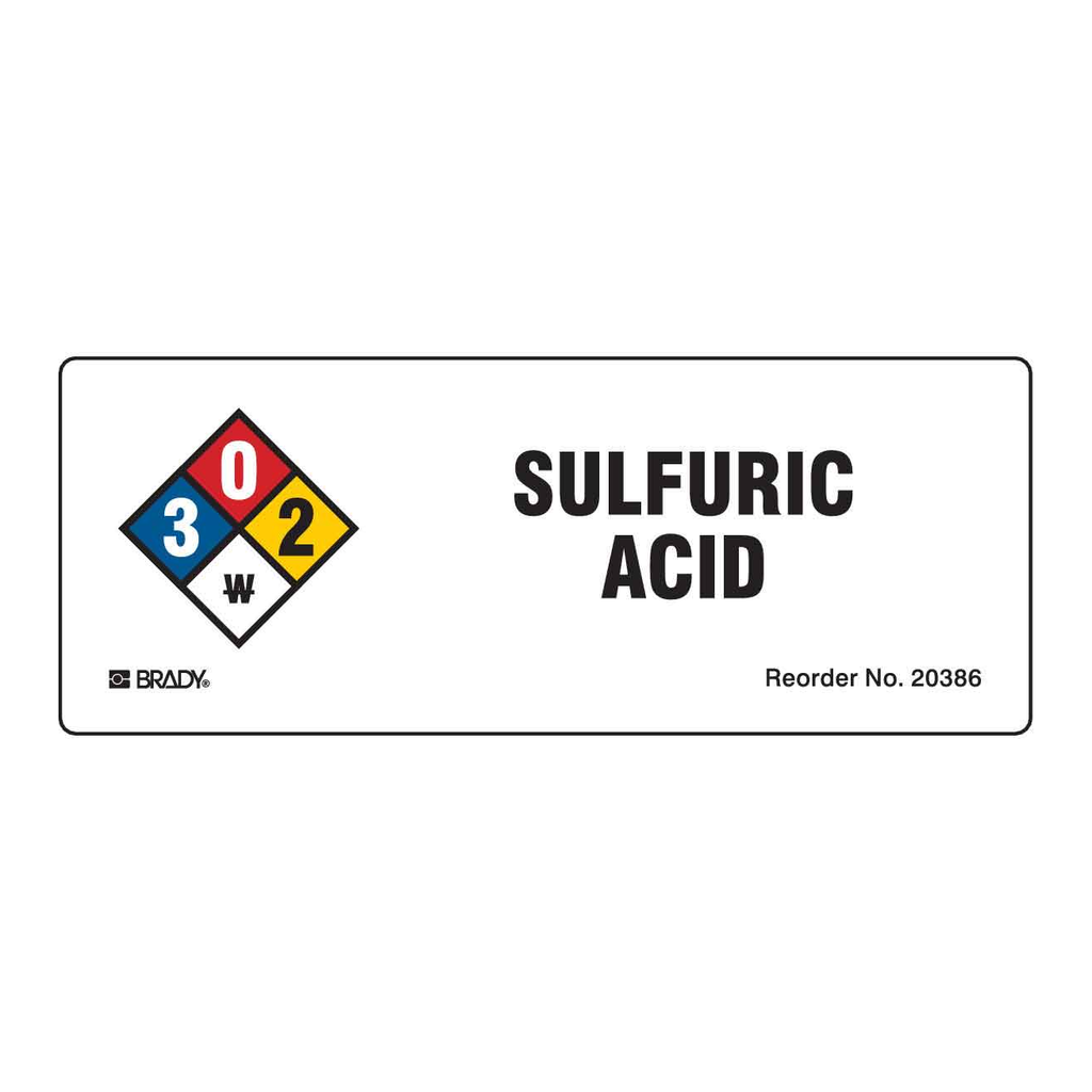 Brady Sulfuric Acid NFPA Labels