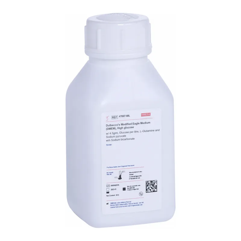 Himedia Dulbecco`s Modified Eagle Medium (DMEM), High glucose With 4.5gs Glucose per litre Without L-Glutamine, Calcium chloride, HEPES buffer, Sodium pyruvate and Sodium bicarbonate