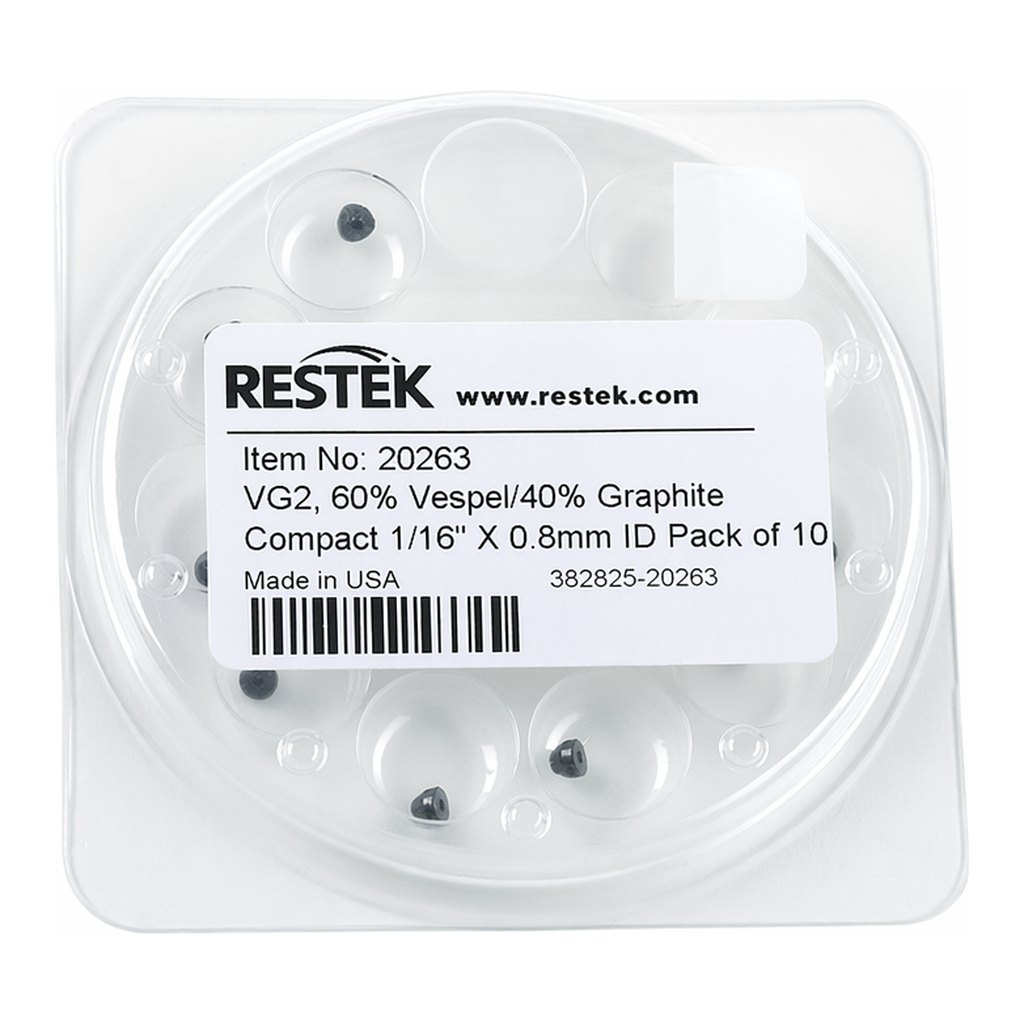 Restek Ferrule, Vespel/Graphite, VG2, 60% Vespel/40% Graphite Compact 1/16in X 0.8mm ID Pack of 1