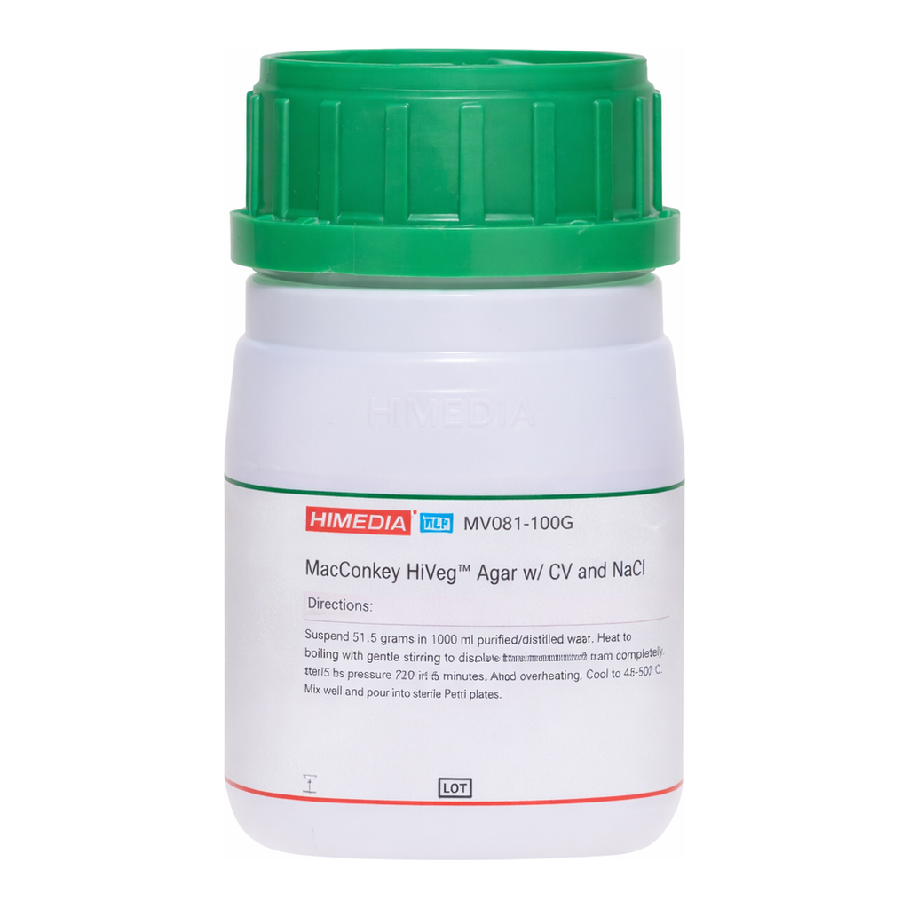 Himedia MacConkey HiVeg Agar w/ CV,  NaCl, 0.003% NR and 1.5% Agar