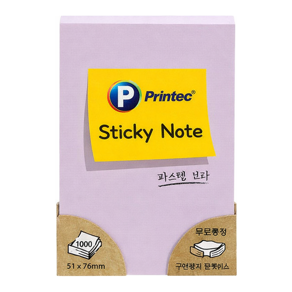 OFFICENEX 프린텍 5176V 스티키노트 파스텔보라 51*76 100매