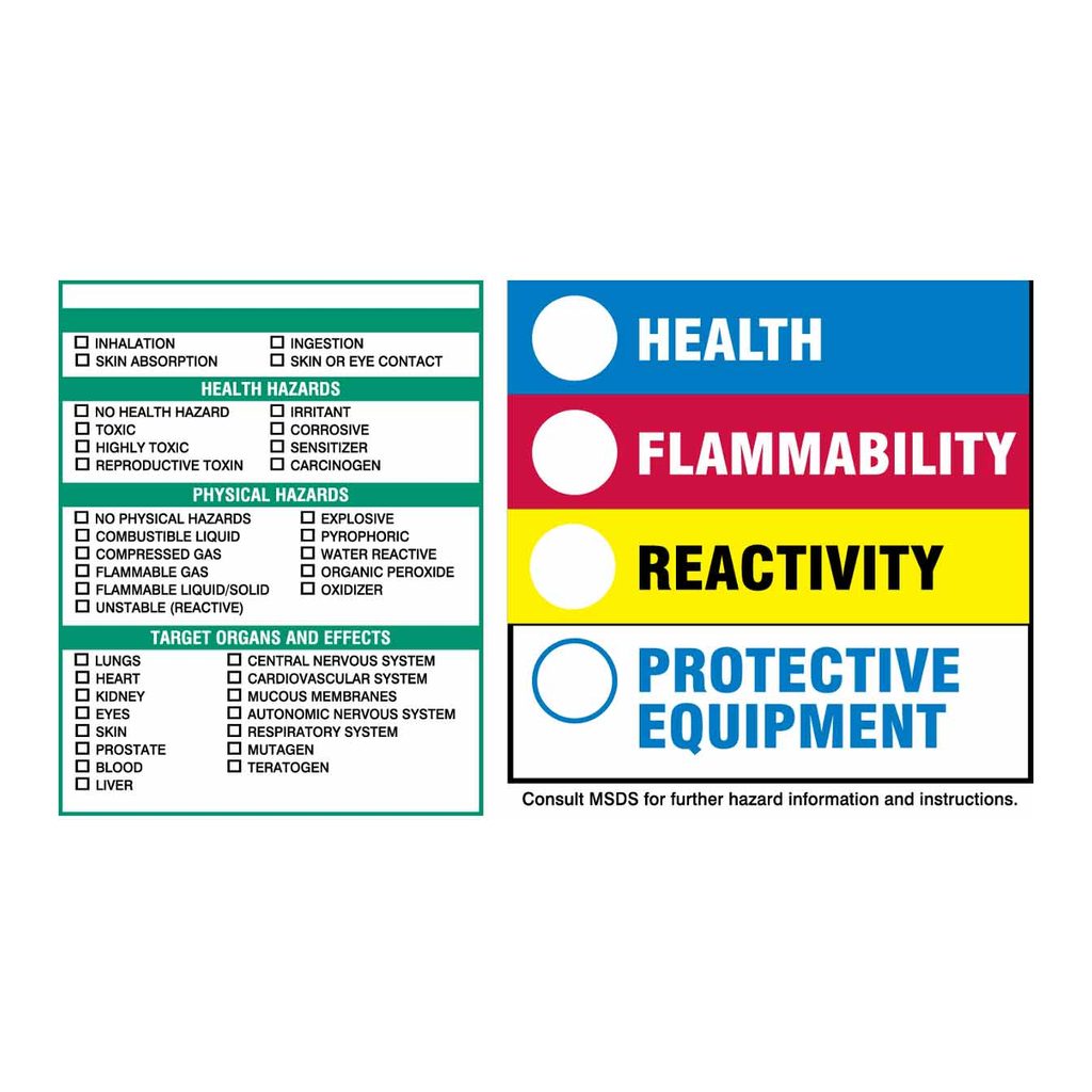 Brady HEALTH FLAMMABILITY REACTIVITY PROTECTIVE EQUIPMENT Labels