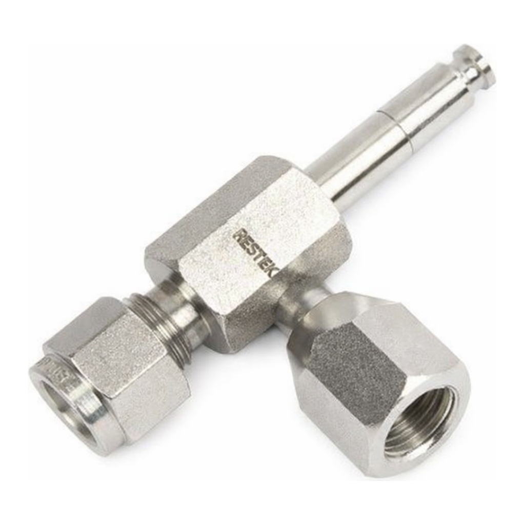 Restek Male RAVEqc 3 Port Valve to 1/4" Male Compression fitting without Gauge