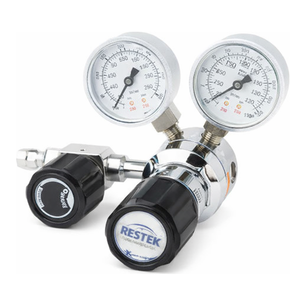 Restek Regulator, Brass, Dual Stage, Ultra High Purity Inert Gas, DIN 477 #10