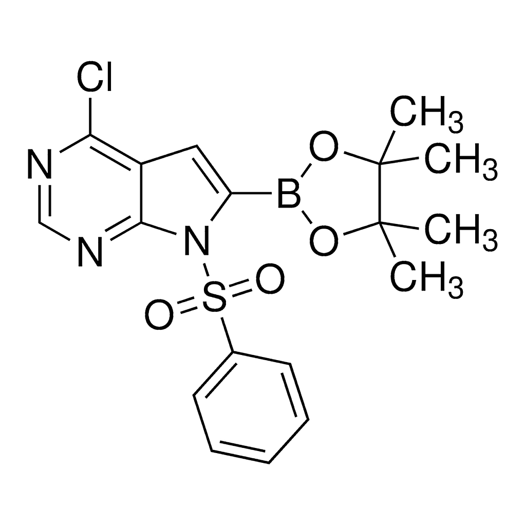 Merck 4-Chloro-7-(phenylsulfonyl)-6-(4,4,5,5-tetramethyl-1,3,2-dioxaborolan-2-yl)-7H-pyrrolo[2,3-d]pyrimidine