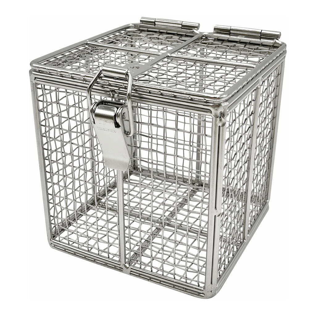 AS ONE Stainless Steel Wire Basket with Lid, 세척 바구니(뚜껑 부속)
