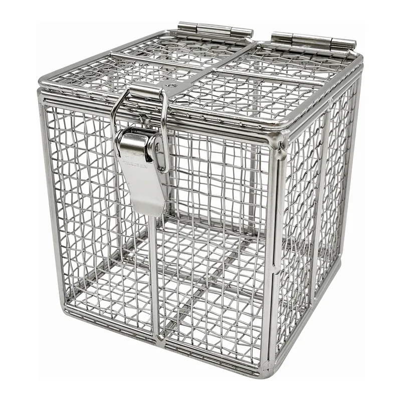 AS ONE Stainless Steel Wire Basket with Lid, 세척 바구니(뚜껑 부속)