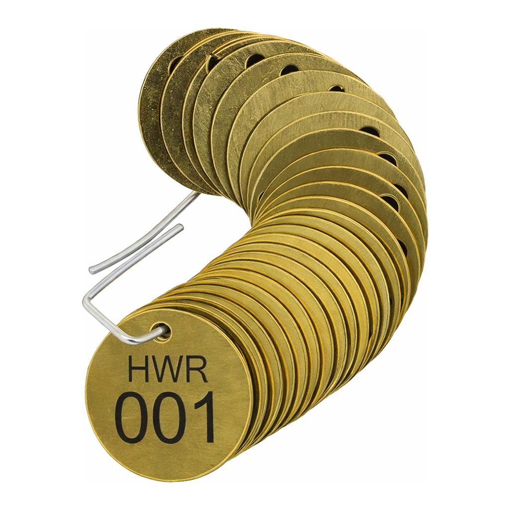 Brady Stamped Brass Valve Tags HWR Hot Water Return