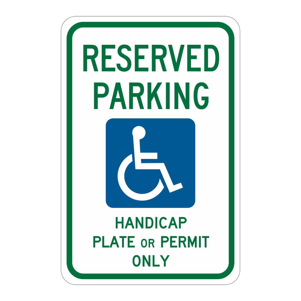 Brady Reserved Parking Handicap Plate Or Permit Only Sign