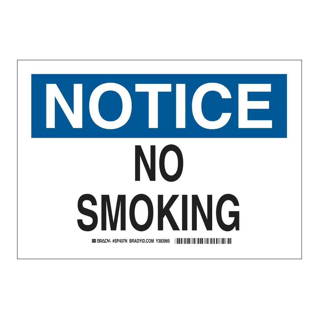 Brady NOTICE No Smoking Sign