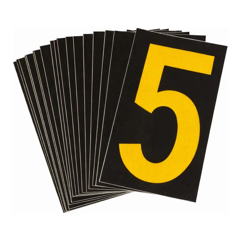 Brady 2.5" Character Height Yellow on Black Reflective Numbers and Letters