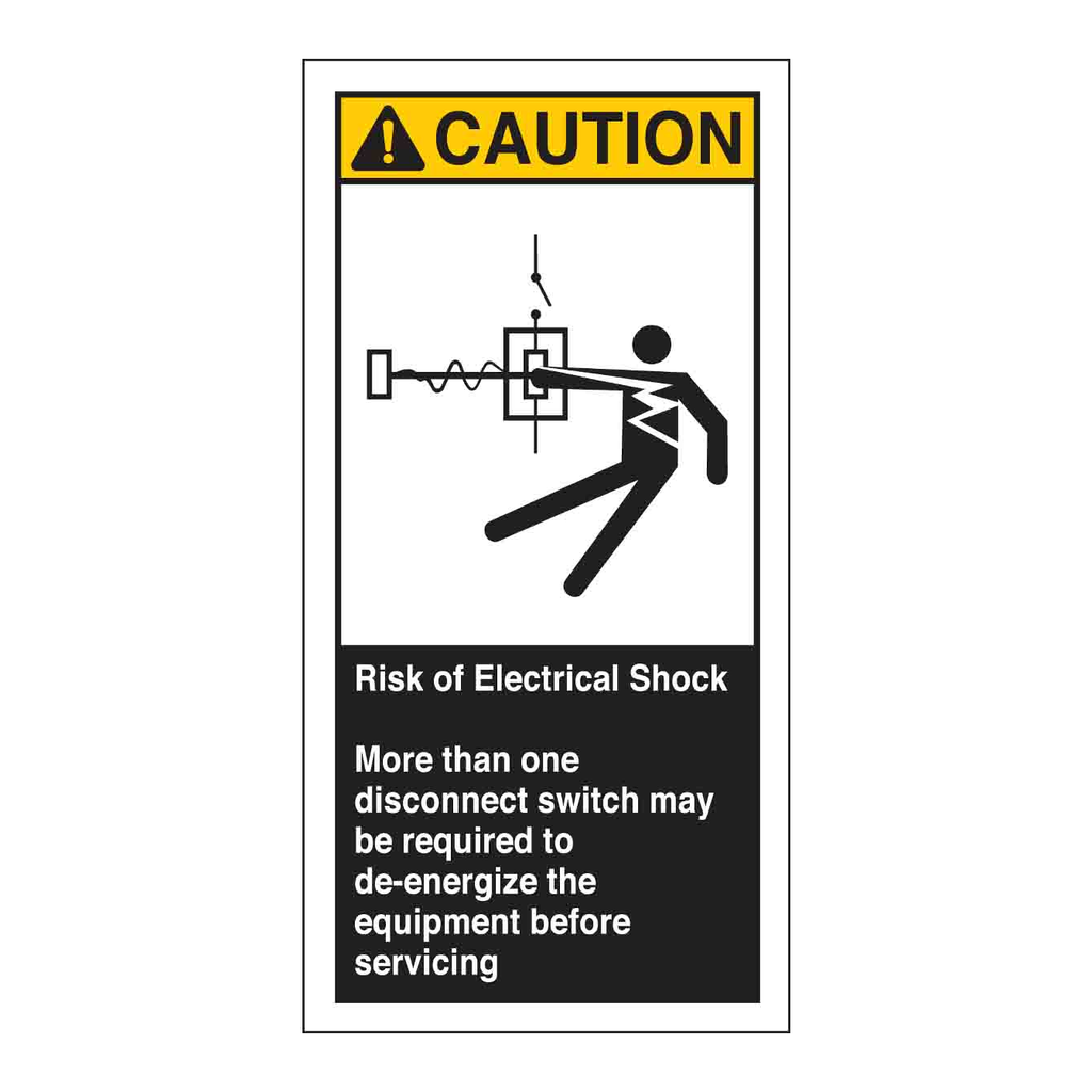 Brady RISK OF ELECTRICAL SHOCK MORE THAN ONE DISCONNECT Labels