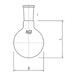 AS ONE Short Neck Round Flask 1000mL, 단수 플라스크 1000mL