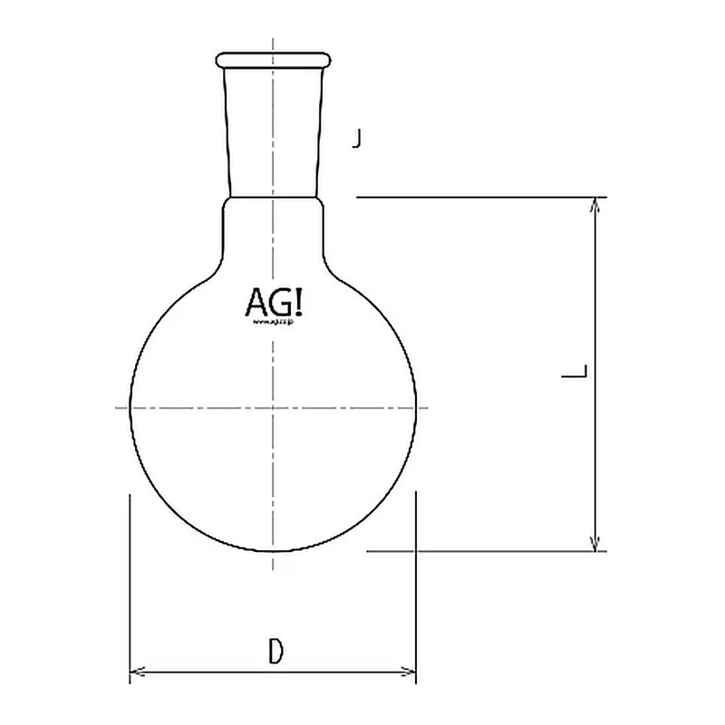 AS ONE Short Neck Round Flask 1000mL, 단수 플라스크 1000mL