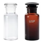 AS ONE Wide-mouth Reagent Bottle Glass with Stopper (White and Amber), 공전 광구 시약병 (백색 및 갈색)