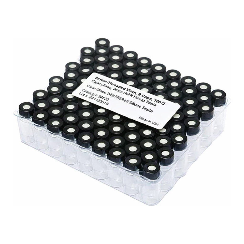 Restek Vial, Threaded w/Septa, 2ml Clr 8-425 w/Red PTFE/ Sil Septa 0.065in 100 Pack