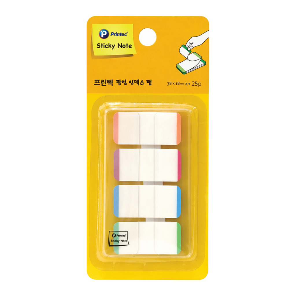 OFFICENEX 프린텍 스티키노트 인덱스탭 라인 4색 38*18 25매 IT3818-4L