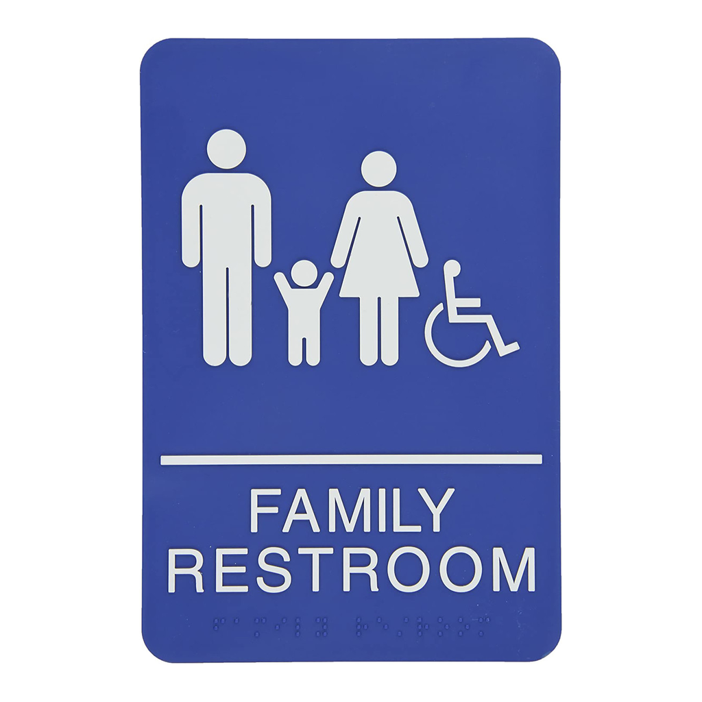 Brady Braille family restroom sign