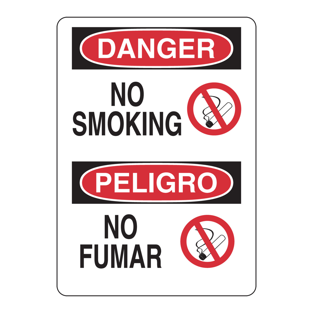 Brady Bilingual DANGER No Smoking Sign