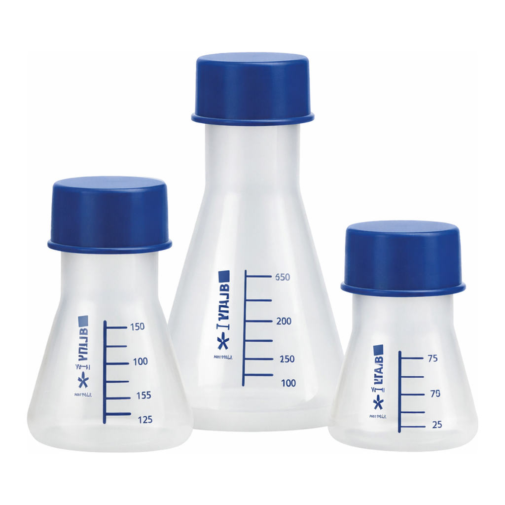 Daihan Science VITLAB PP Erlenmeyer Flask, with Wide-neck·GL45 Screwcap·Blue-scale, 75~1,000㎖<