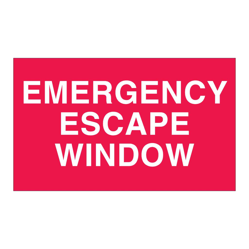 Brady Emergency Escape Window Label: Polyester, White on Red, 4 in H x 6 in W