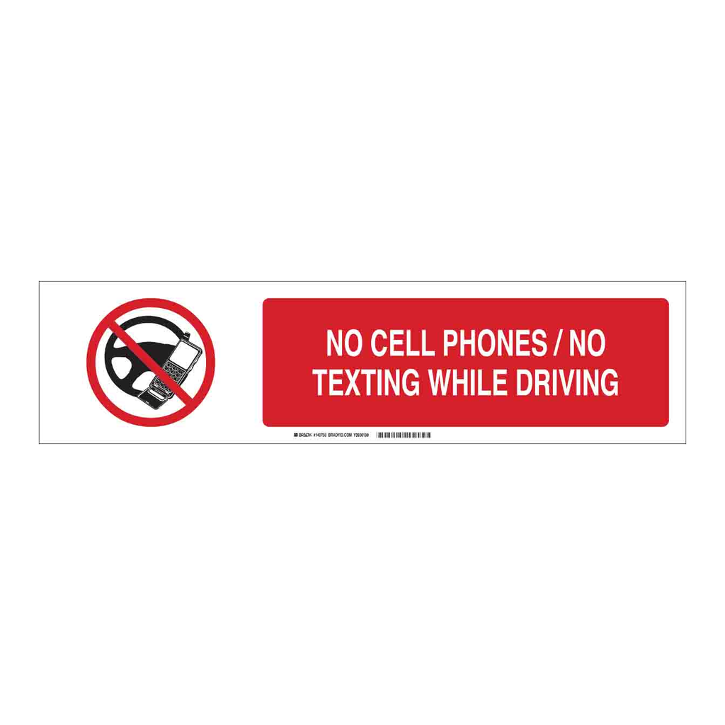 Brady No Cell Phones No Texting While Driving Slider Sign