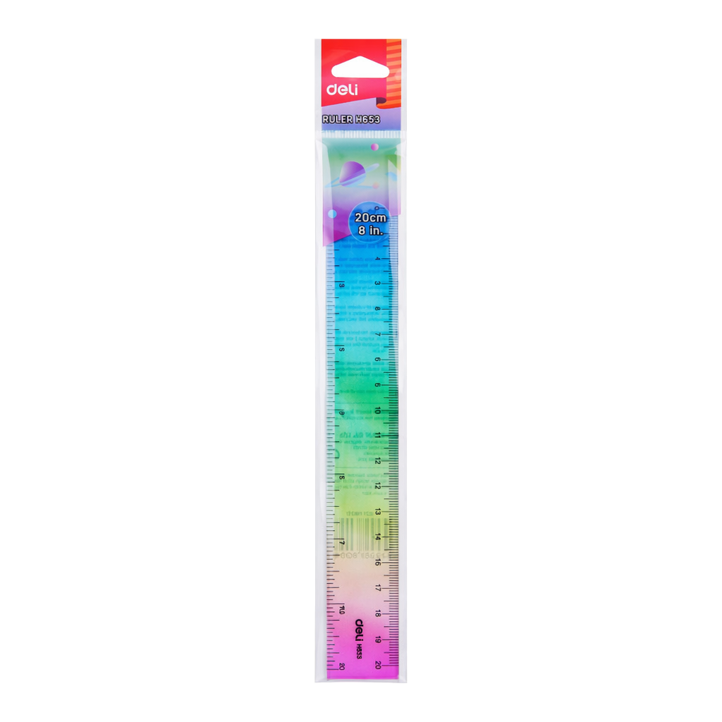 OFFICENEX DELI EH653 무지개 패턴 자 20cm(색상랜덤)