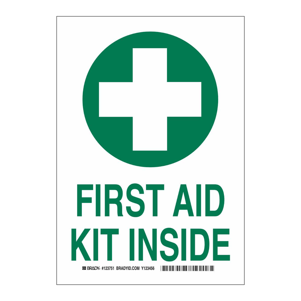 Brady First Aid Kit Inside Sign