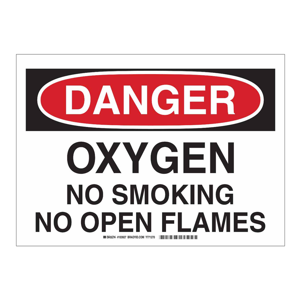 Brady DANGER Oxygen No Smoking No Open Flames Sign