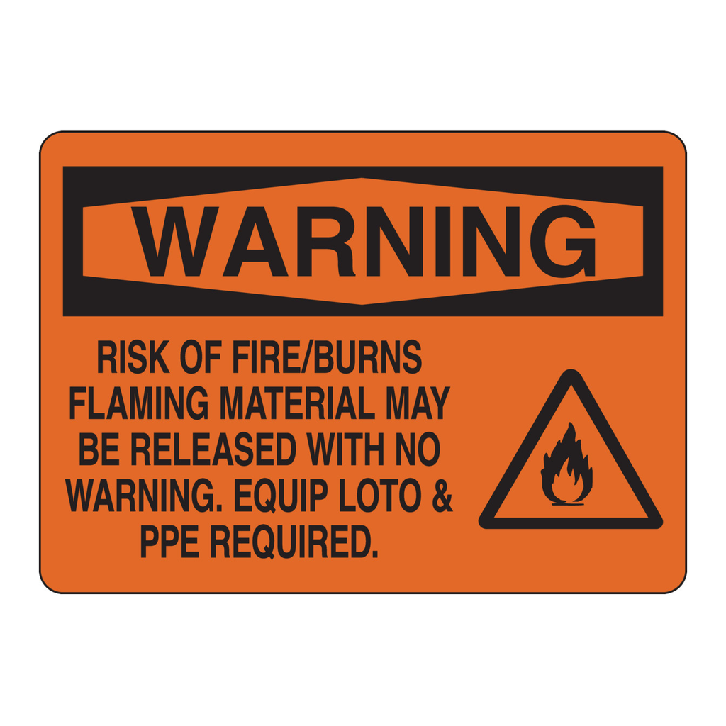 Brady WARNING Risk Of Fire Burns Flaming Material May Be Released Labels