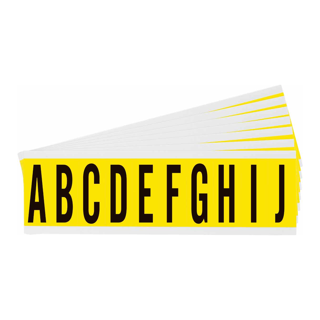 Brady 2" Character Height Black on Yellow Repositionable Letters Kit