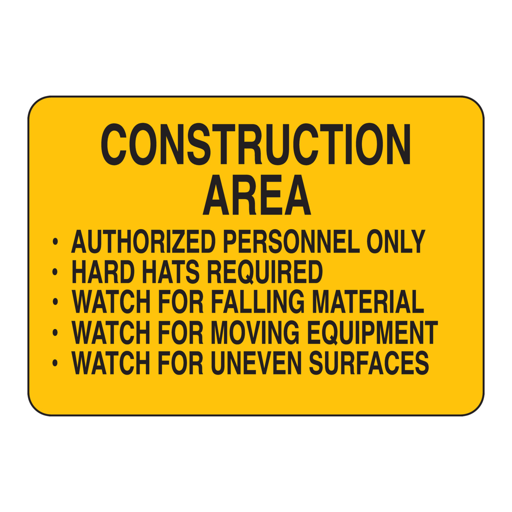 Brady CONSTRUCTION AREA Authorized Personnel Only Hard Hats Required Watch For Falling Material Sign