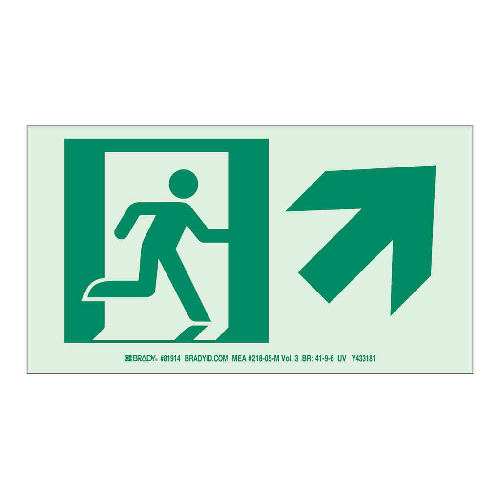 Brady BradyGlo Nyc Approved Exit With Running Man And Arrow Right Up Sign