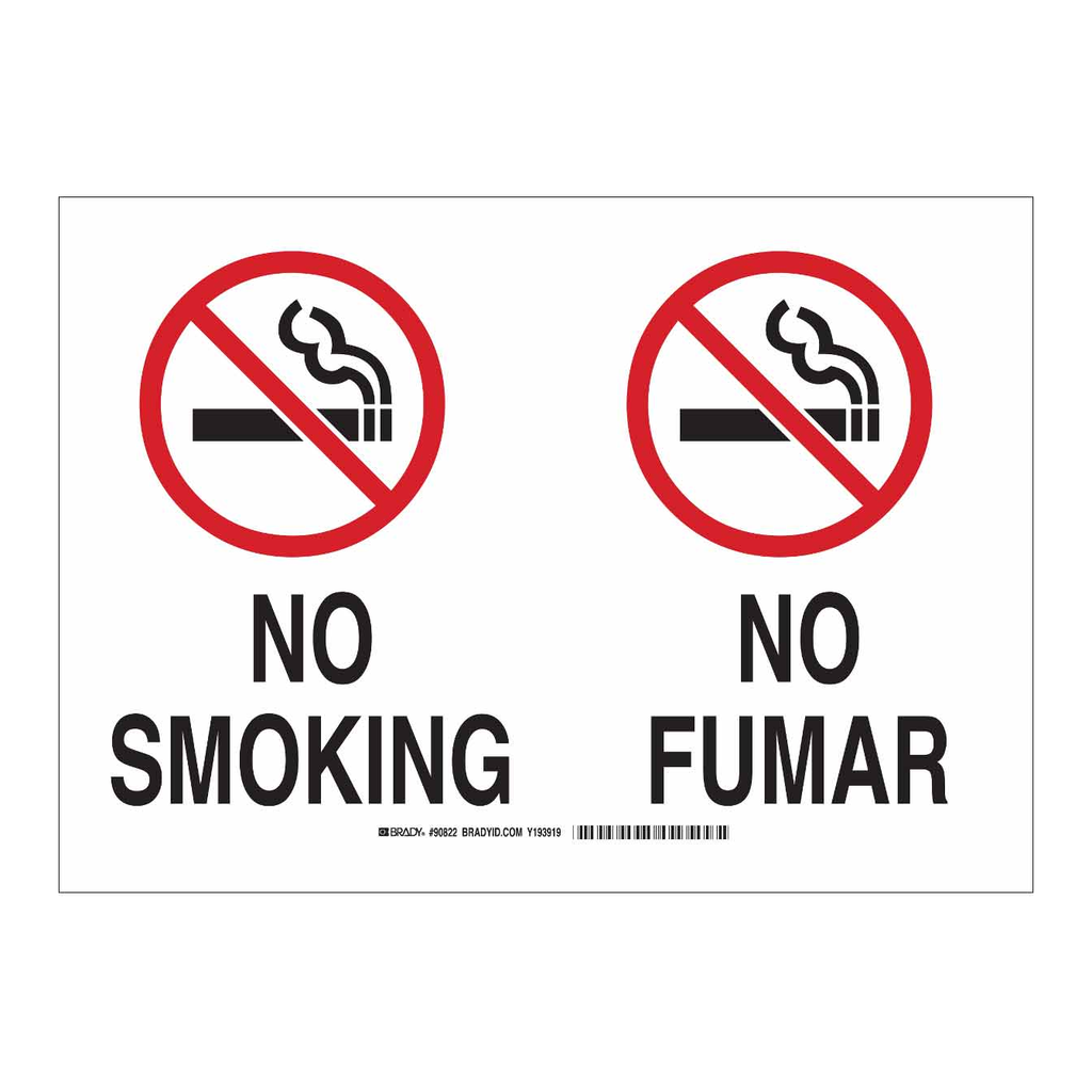 Brady Bilingual No Smoking Sign