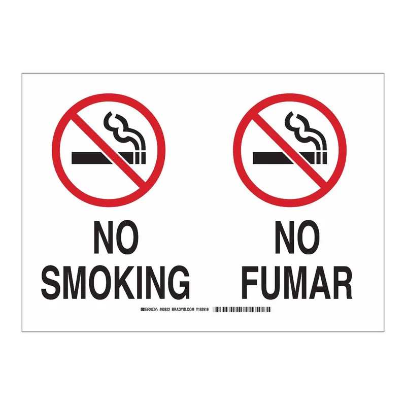 Brady Bilingual No Smoking Sign