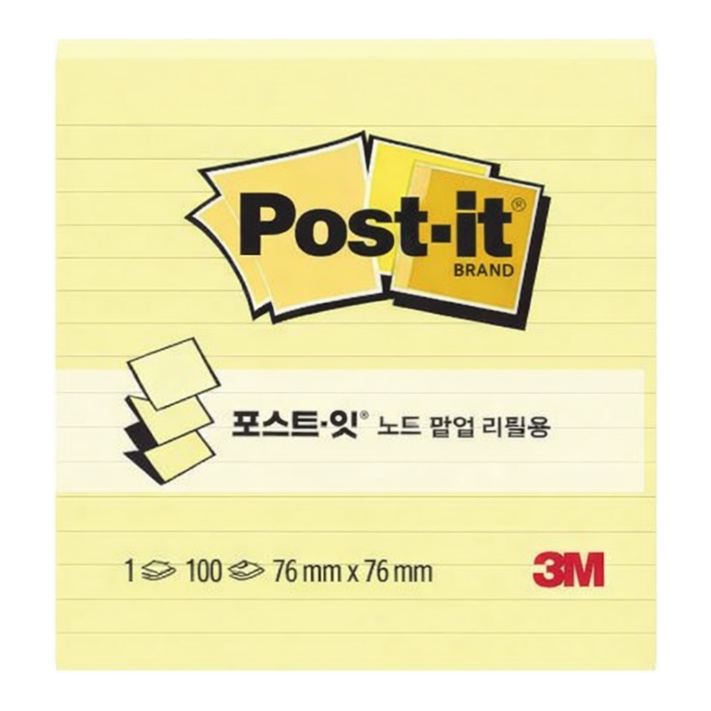OFFICENEX 3M 포스트잇 팝업 리필 KR-330 노랑라인 76x76mm 총100장/1패드
