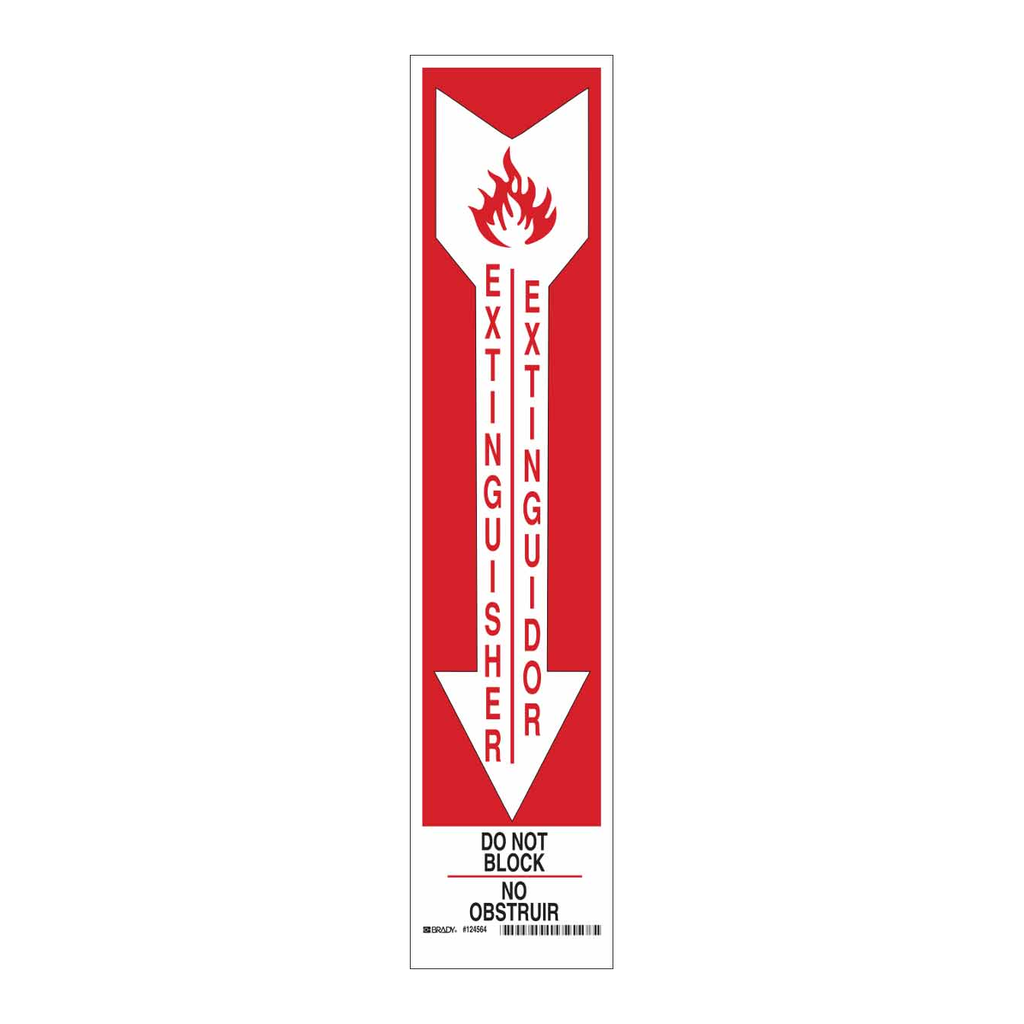 Brady Bilingual Extinguisher Do Not Block Sign