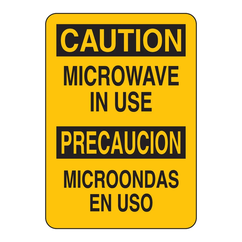 Brady Bilingual CAUTION Microwave In Use Sign