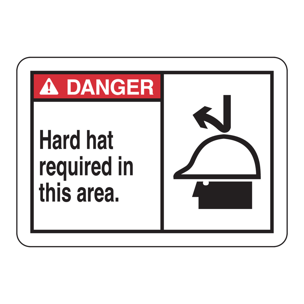 Brady DANGER Hard Hat Required In This Area. Sign