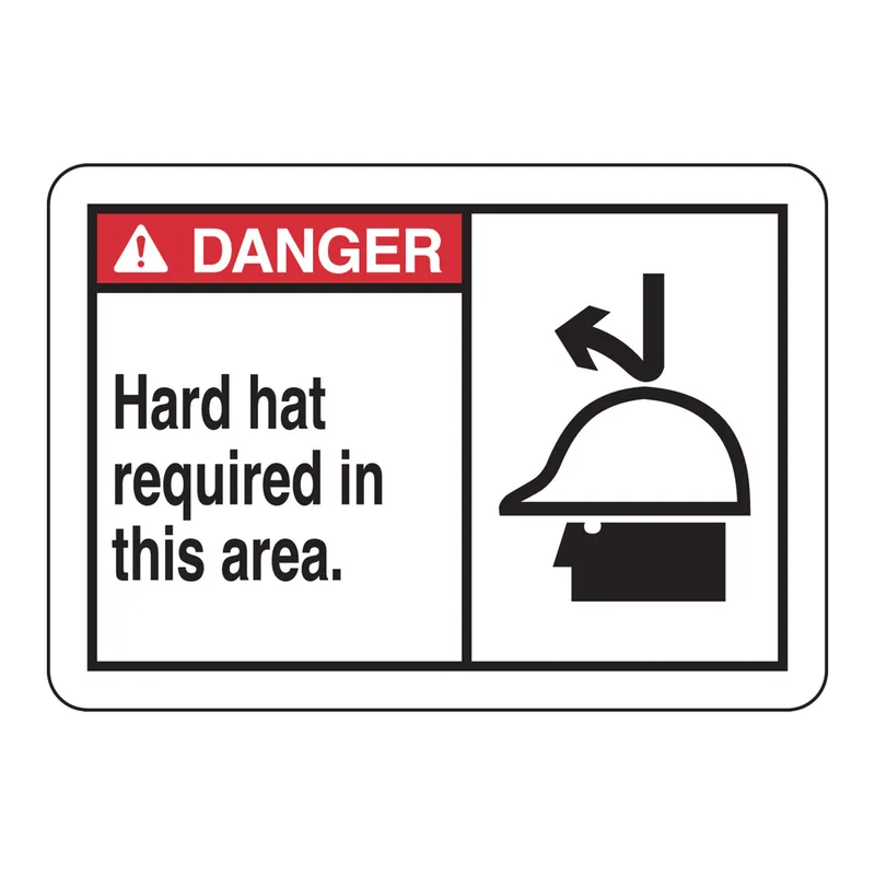 Brady DANGER Hard Hat Required In This Area. Sign