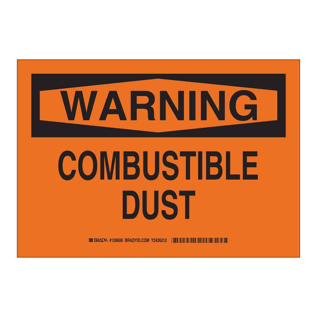 Brady WARNING Combustible Dust Sign
