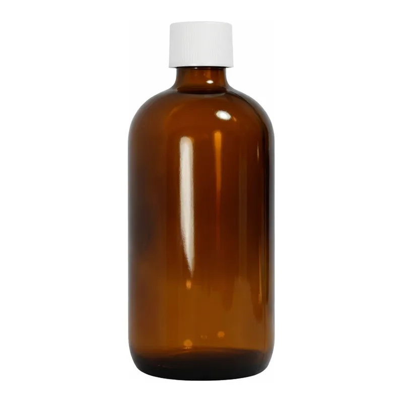 Thermo Fisher Scientific Safety Coated Amber Boston Round Bottles with White Polypropylene PE Foam/PTFE Cap