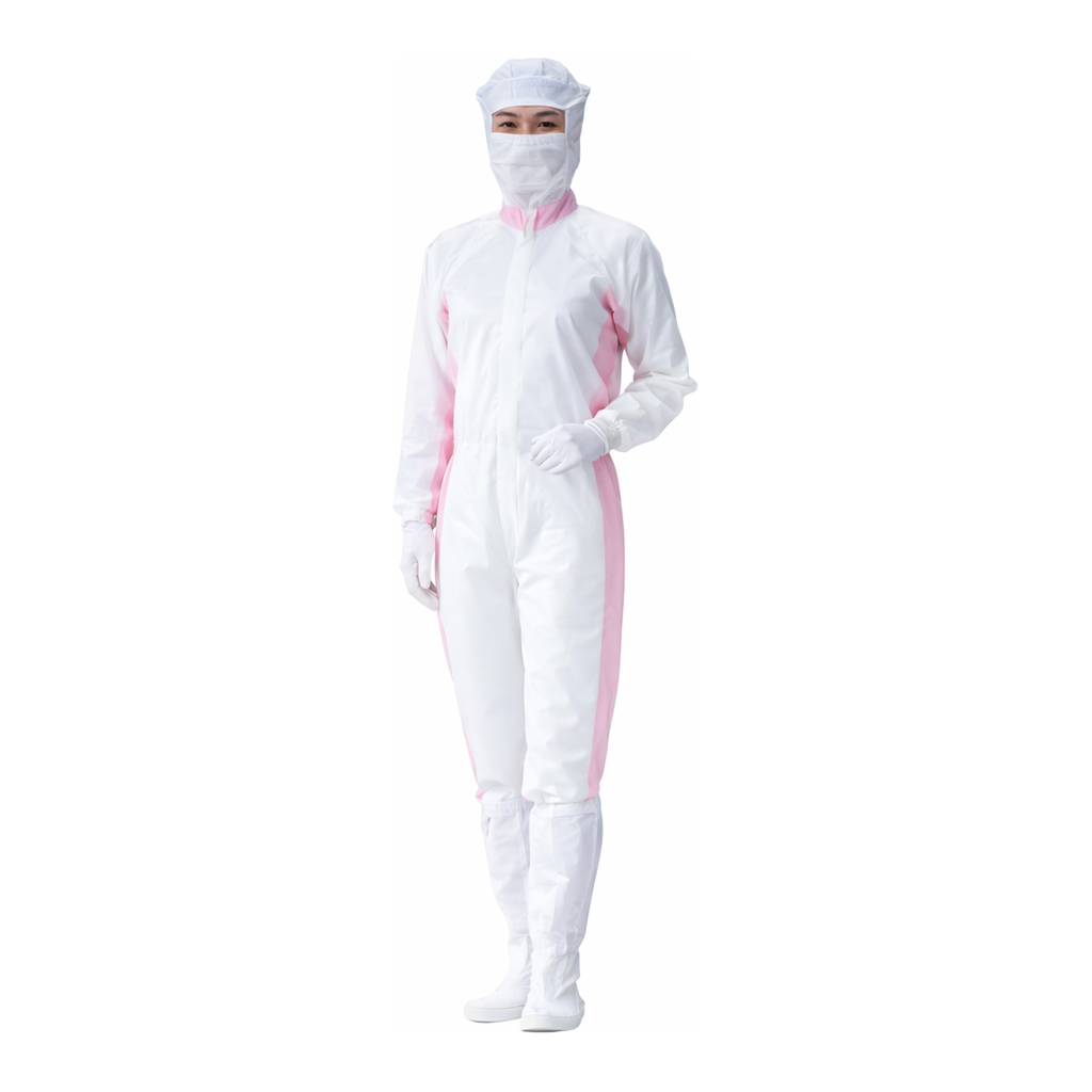 AS ONE Cleanroom Wear FC132B (White×Pink, for Women), 방진복 FC132B (화이트×핑크 여성용)