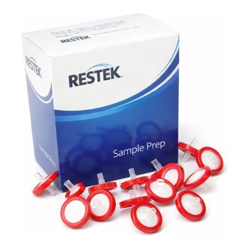 Restek Syringe Filter, 25mm, 0.45um Cellulose Acetate 100pk Red, luer lock