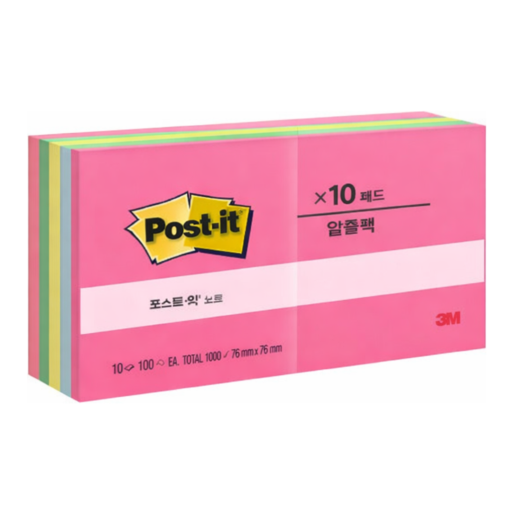 OFFICENEX 포스트-잇 654-10 노트 컬렉션팩 알뜰팩 76X76MM 팝티미스틱