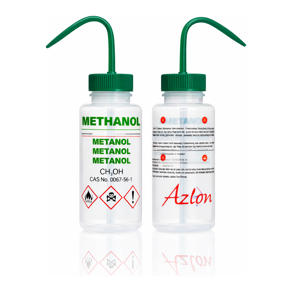 Merck AzlonÂ Multi-Lingual Safety Wash Bottles With Driplok Vapor Venting