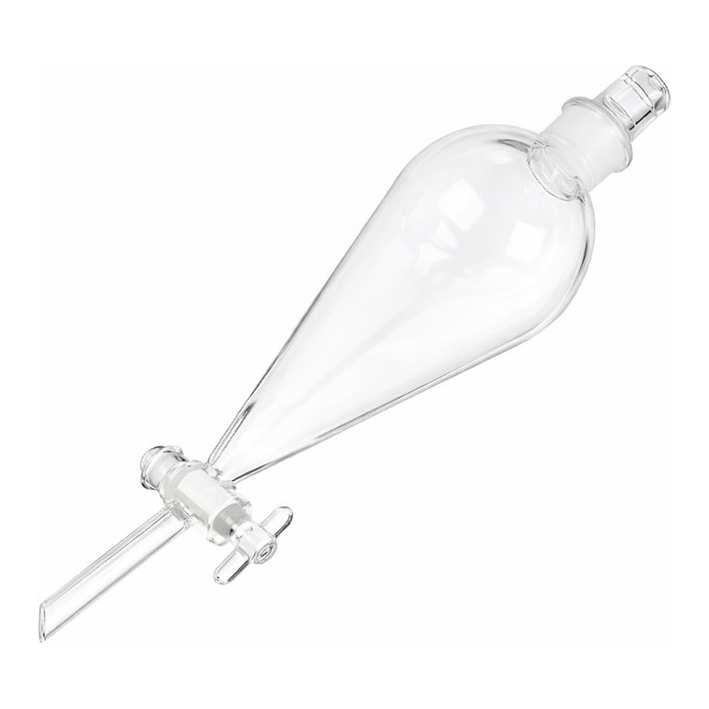 Merck Pyrex(R) Squibb separatory funnel, Pyrex(R) jointed stopper, jointed stopcock